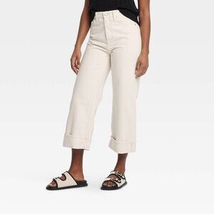 High-Rise Cropped Vintage Wide Leg Jeans - White 8
